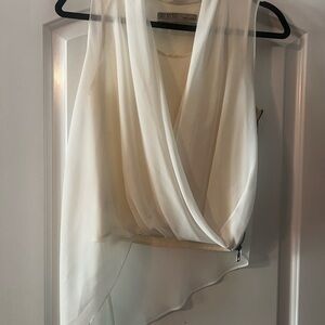 All Saints Cream Draped Sleeveless Wrap Top